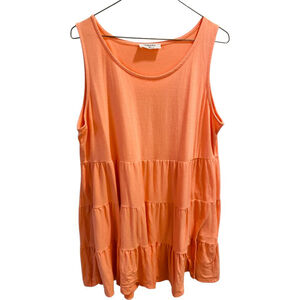Zenana Women's Orange Tiered Sleeveless Tunic Summer Tank Top Size XL